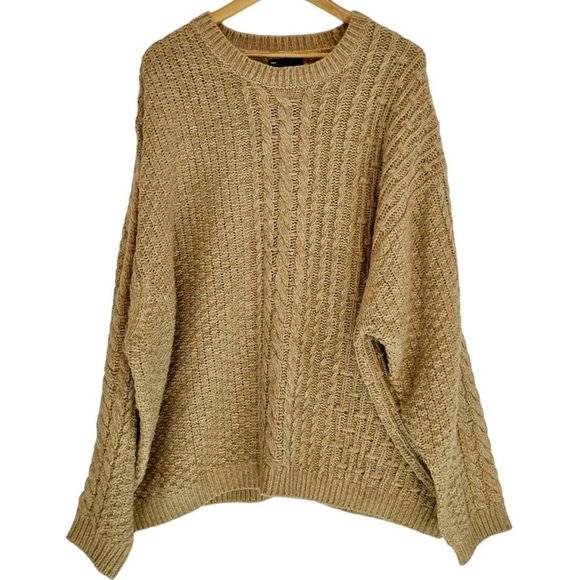 ASOS Sweaters - ASOS Tan Brown Chunky Waffle / Cable Knit Oversize Relaxed Soft Jumper Size 2XL